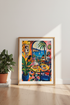Amalfi Coast Cafe | Mediterranean Fauvism Art, Colorful Kitchen Decor