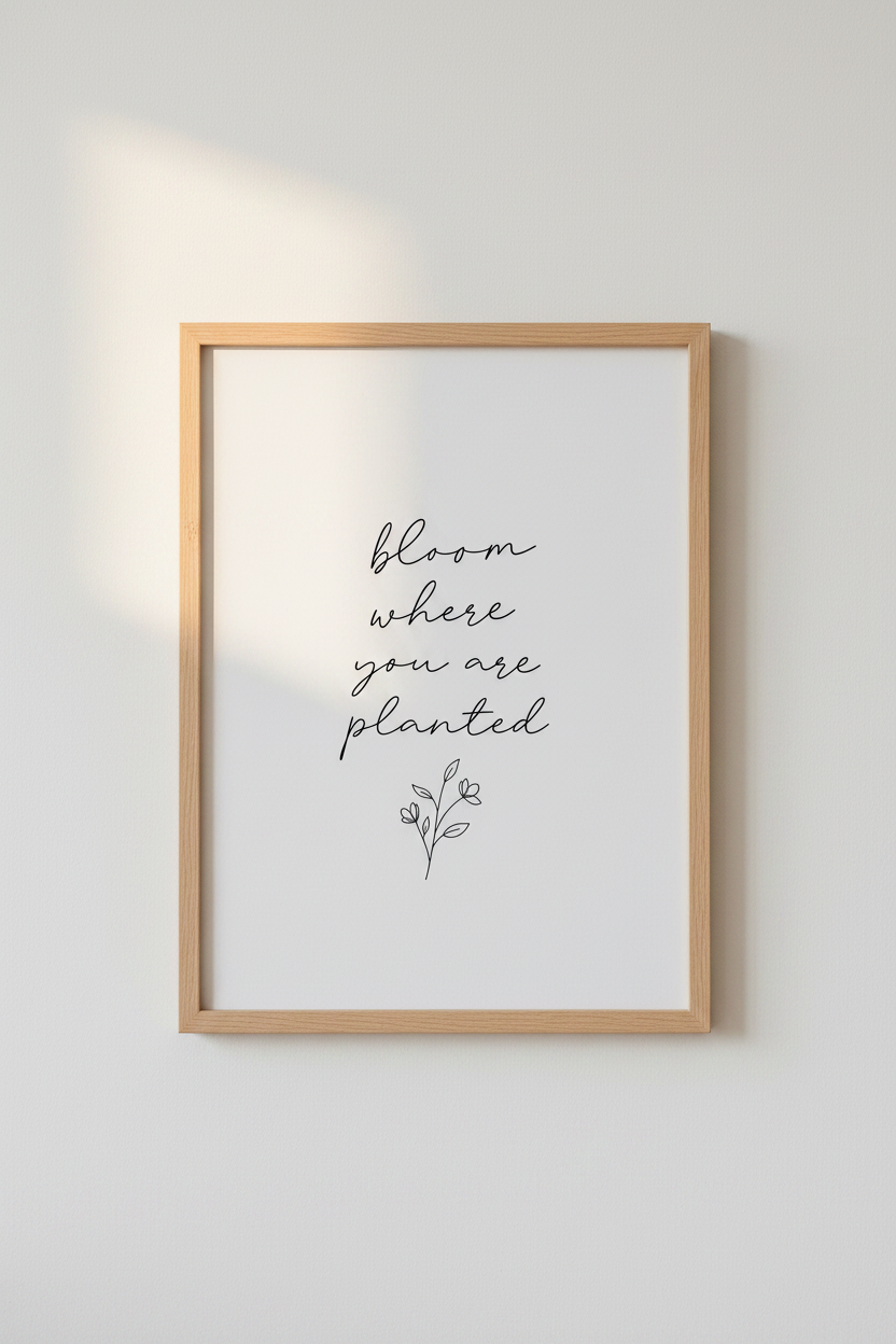 Bloom Where You Are Planted Wall Art | Minimalist Botanical Poster | Modern Home Decor