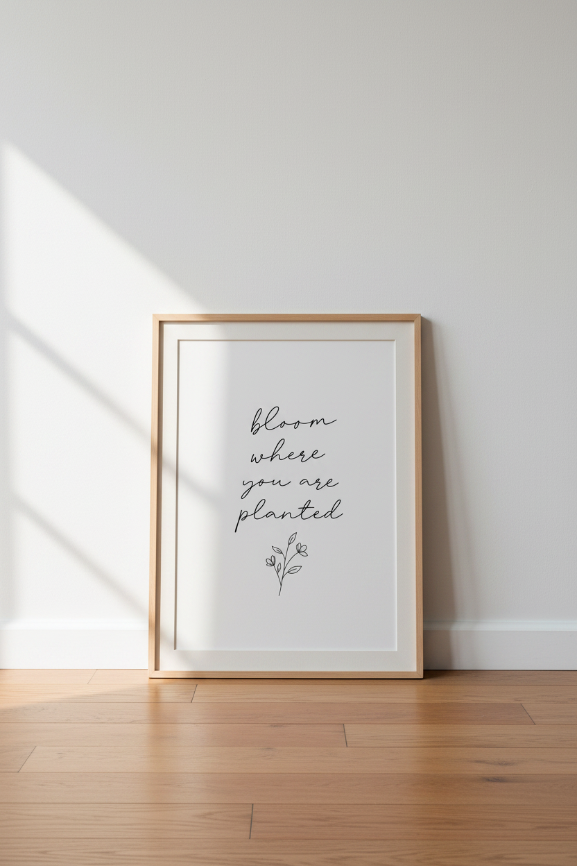Bloom Where You Are Planted Wall Art | Minimalist Botanical Poster | Modern Home Decor