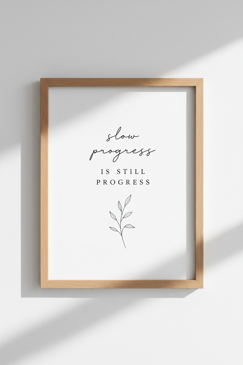 Slow Progress Quote Wall Art Print | Office &amp; Bedroom Decor | Minimalist Poster