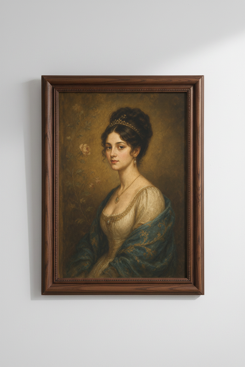 Romantic Portrait Wall Art Print | Living Room Decor | Elegant Poster