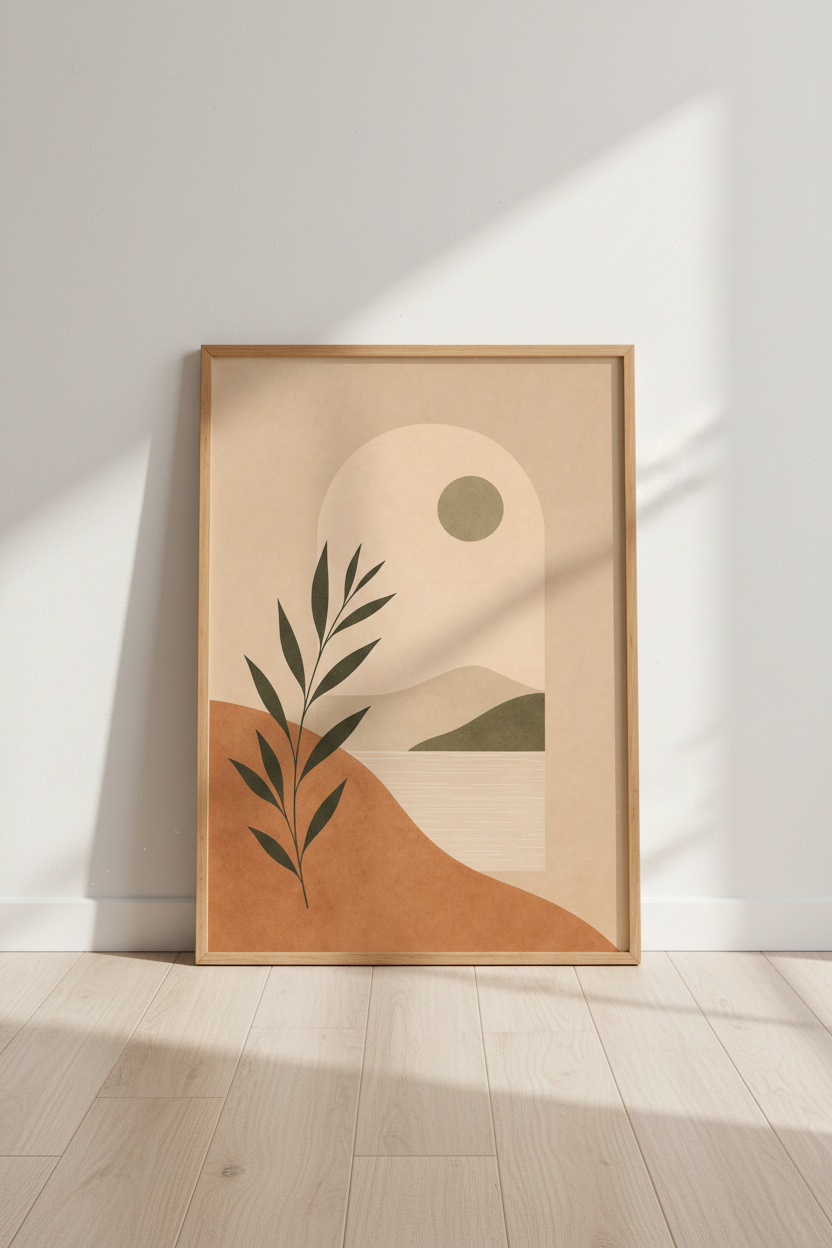 Abstract Boho Landscape Print | Terracotta &amp; Sage Minimalist Art, Living Room Wall Decor