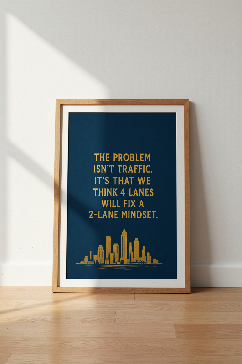 Mindset Quote Wall Art Print | Office Skyline Decor | Navy Gold Poster
