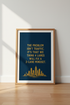 Mindset Quote Wall Art Print | Office Skyline Decor | Navy Gold Poster