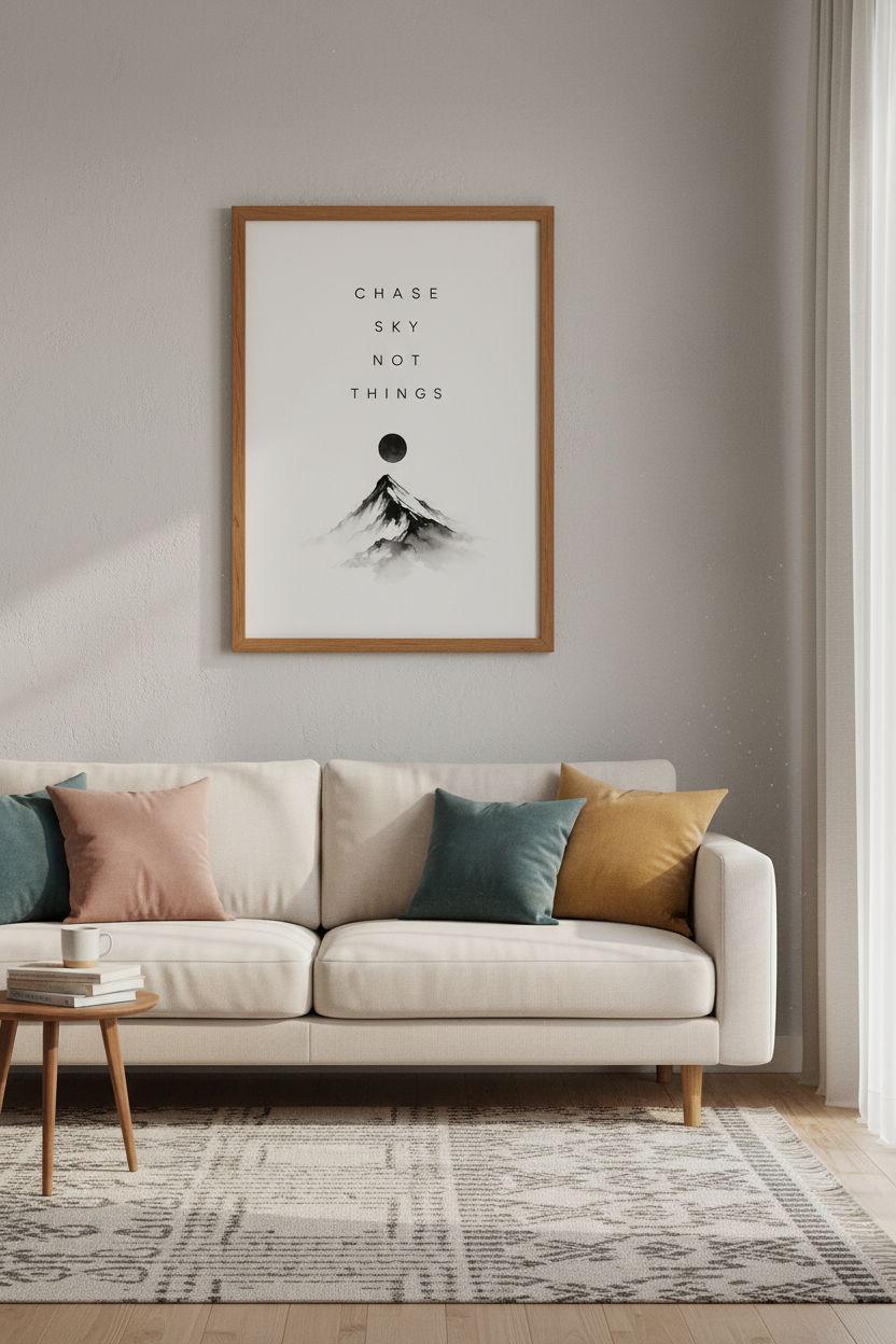 Chase Sky Not Things Wall Art | Minimalist Mountain Poster | Black and White Decor
