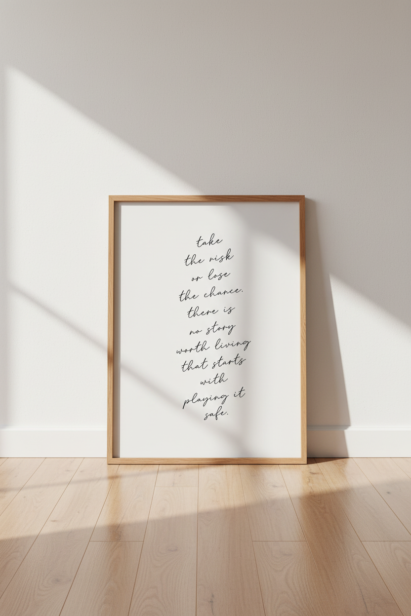 Minimalist Risk Quote Wall Art Print | Office Decor | Inspirational Script Poster
