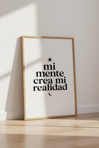 Mi Mente Crea Mi Realidad Wall Art Print | Spanish Quote Decor | Minimalist Poster