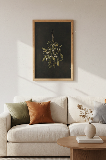 Olive Branch Wall Art | Minimalist Botanical Print, Living Room Decor