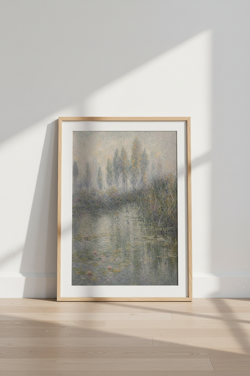 Impressionist Water Lily Wall Art Print | Living Room Decor | Serene Pastel Poster