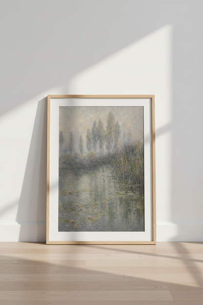 Impressionist Water Lily Wall Art Print | Living Room Decor | Serene Pastel Poster