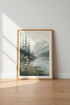 Mountain Lake Landscape | Muted Watercolor Nature Print, Living Room Wall Art