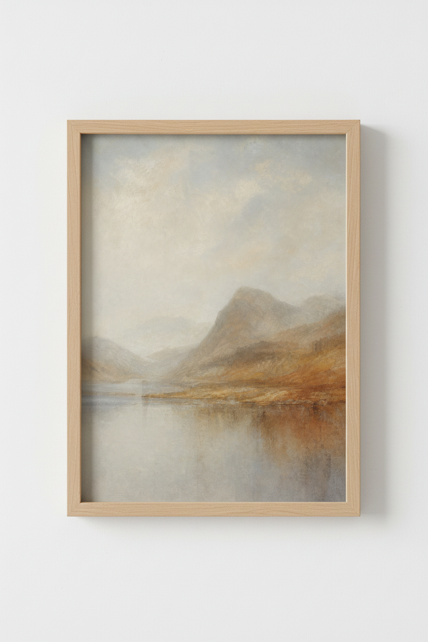 soft landscape print | Misty Mountain Palette, Calm Living Room Decor