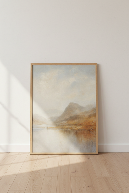 soft landscape print | Misty Mountain Palette, Calm Living Room Decor