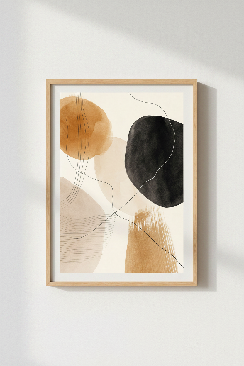 Neutral Boho Wall Art Print | Abstract Terracotta &amp; Beige Geometric Decor | Modern Poster