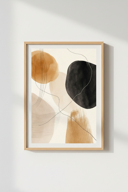 Neutral Boho Wall Art Print | Abstract Terracotta &amp; Beige Geometric Decor | Modern Poster