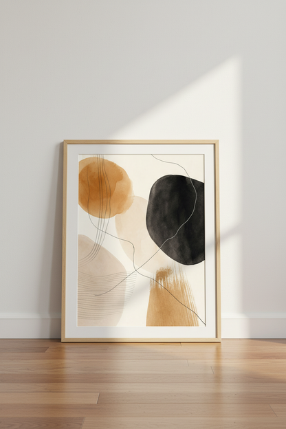 Neutral Boho Wall Art Print | Abstract Terracotta &amp; Beige Geometric Decor | Modern Poster
