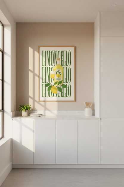 Limoncello Wall Art Print | Italian Kitchen Decor | Retro Citrus Poster