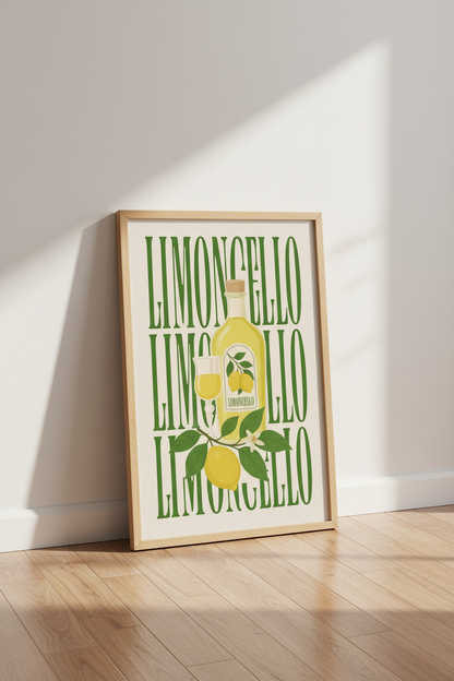 Limoncello Wall Art Print | Italian Kitchen Decor | Retro Citrus Poster