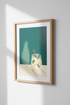 Minimalist Cocktail Wall Art | Teal Botanical Gin Drink Poster, Kitchen Bar Decor