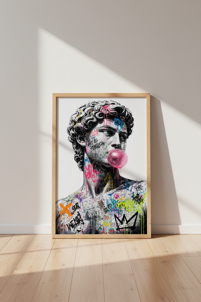 Graffiti David Wall Art Print | Modern Street Style Poster | Edgy Living Room Decor