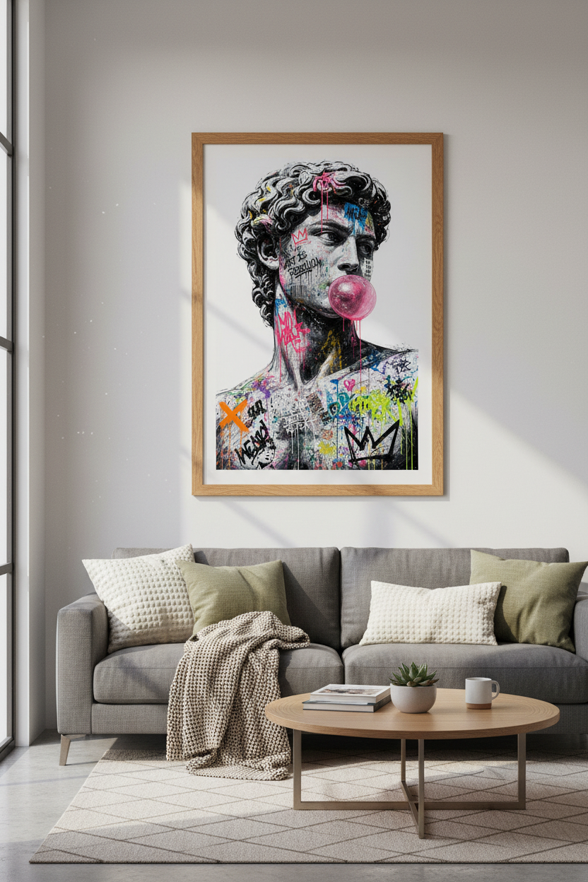 Graffiti David Wall Art Print | Modern Street Style Poster | Edgy Living Room Decor