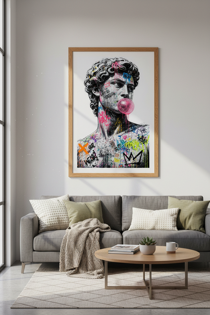 Graffiti David Wall Art Print | Modern Street Style Poster | Edgy Living Room Decor