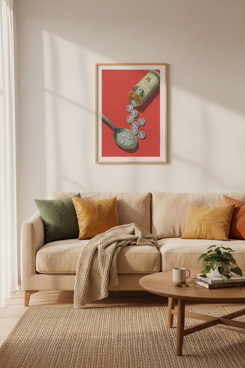 Modern Currency Rx Wall Art Print | Office Decor | Satirical Pop Art Poster