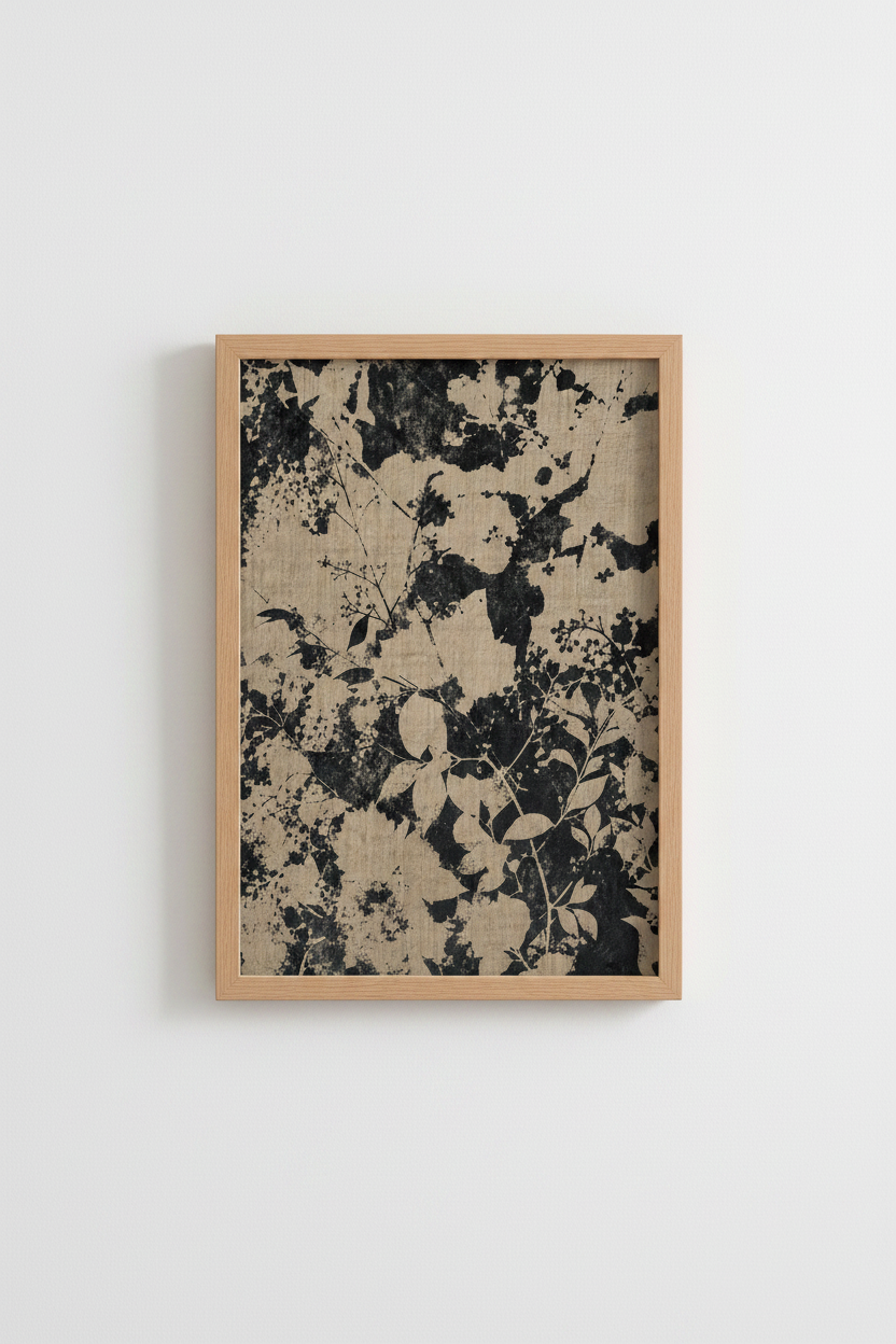 Botanical Poster | Linen Texture, Neutral Tones | Wall Decor