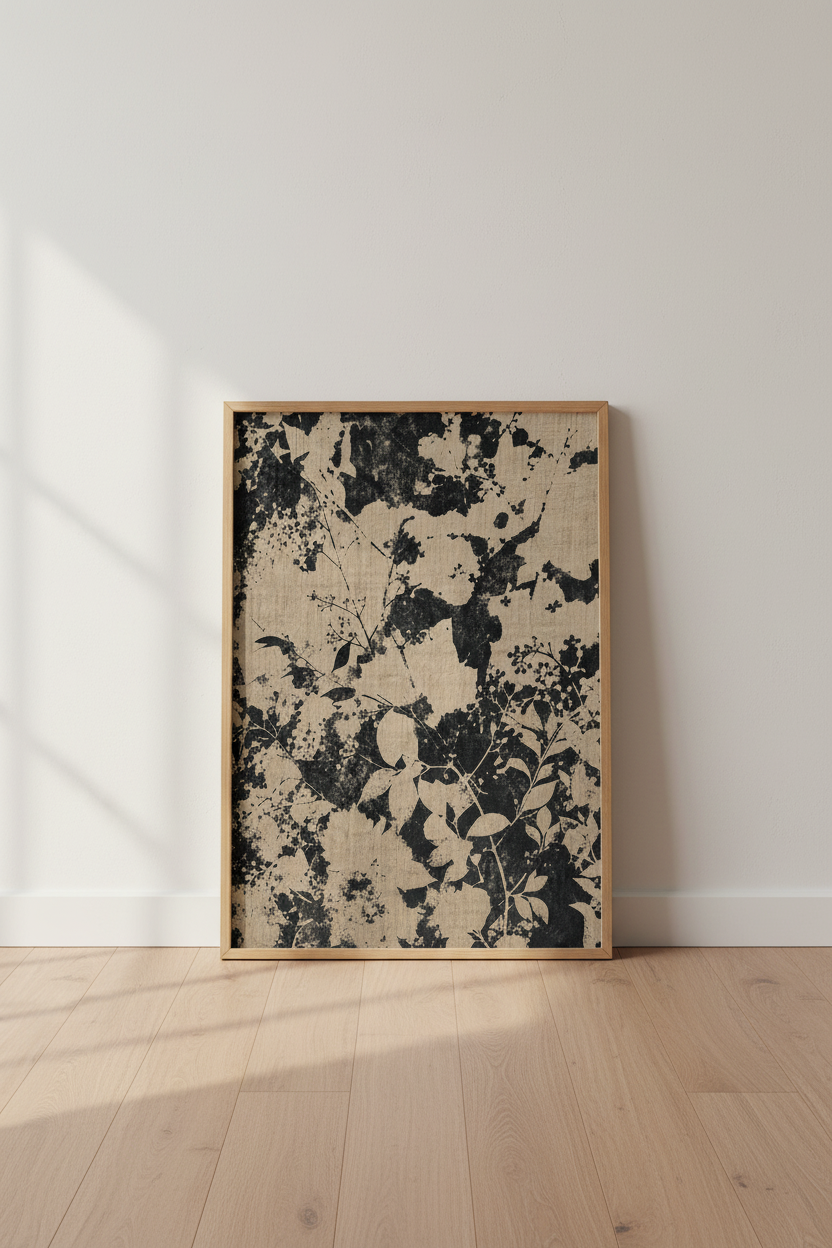 Botanical Poster | Linen Texture, Neutral Tones | Wall Decor
