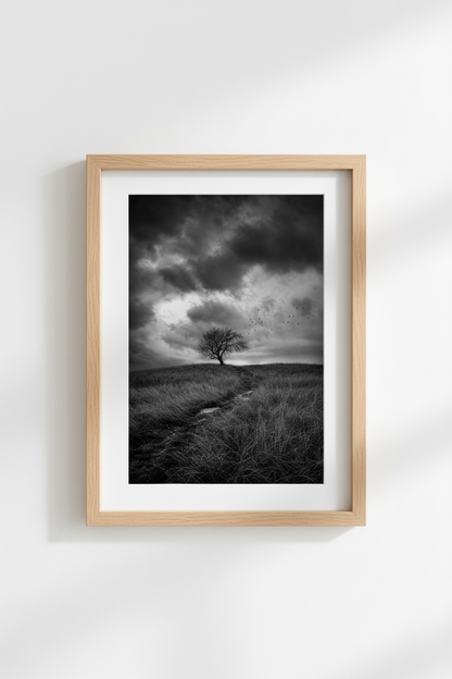 Gothic Landscape Wall Art | Moody Black and White Nature Poster | Dark Academia Decor
