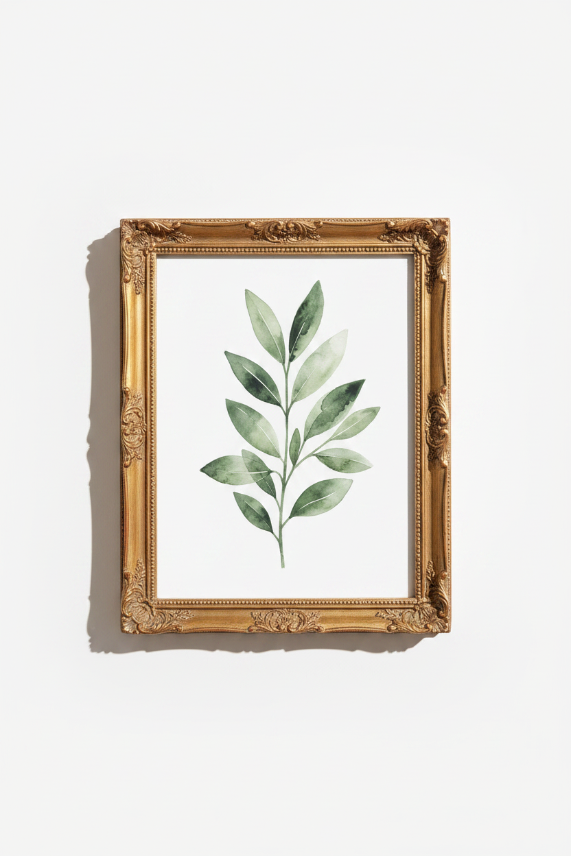 Botanical wall art | Watercolor leaves, living room decor | Minimalist poster