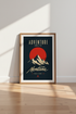 Montana Mountain Wall Art Print | Navy Blue Retro Decor | Adventure Poster