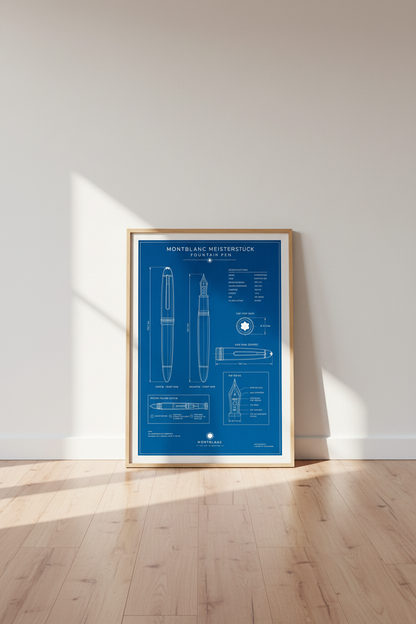 Montblanc Meisterstuck Pen Blueprint Wall Art | Office Decor | Industrial Poster