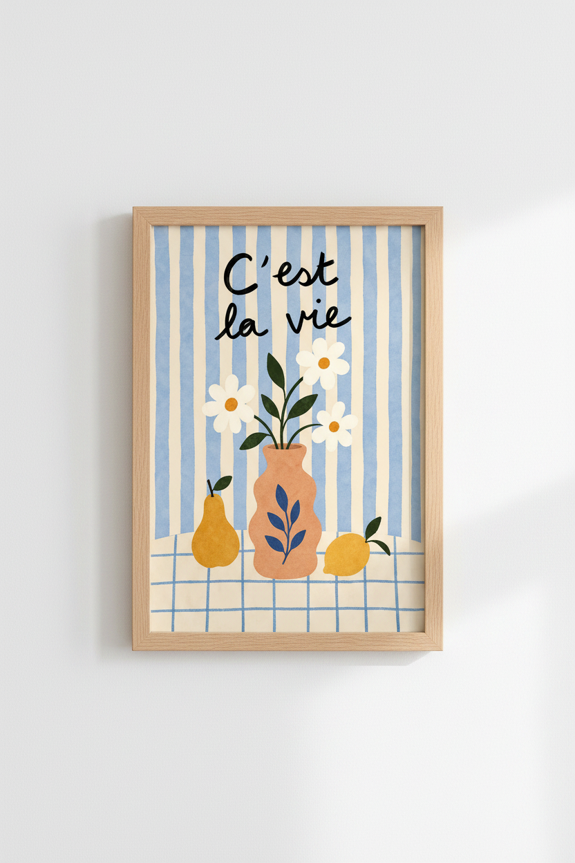 Whimsical French still life Wall Art Print | Living Room Decor | Modern Poster
