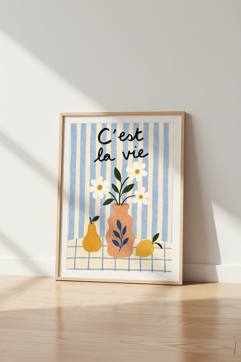 Whimsical French still life Wall Art Print | Living Room Decor | Modern Poster
