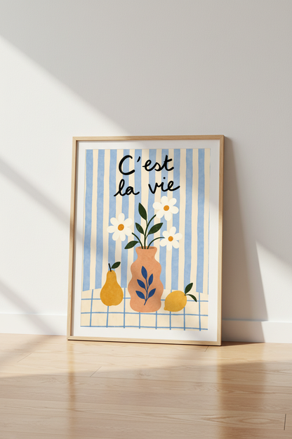 Whimsical French still life Wall Art Print | Living Room Decor | Modern Poster
