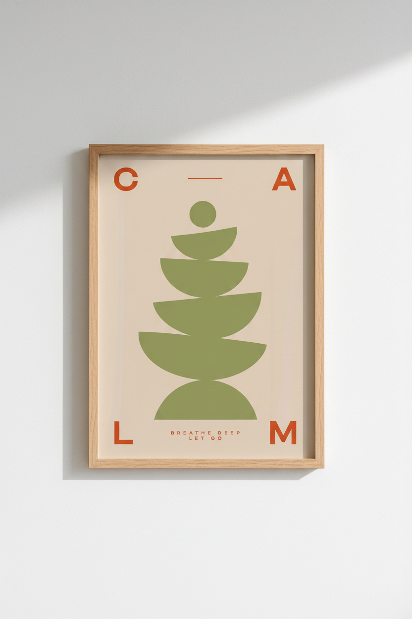 Modern Calm Wall Art | Minimalist Earth Tone Poster | Zen Meditation Decor