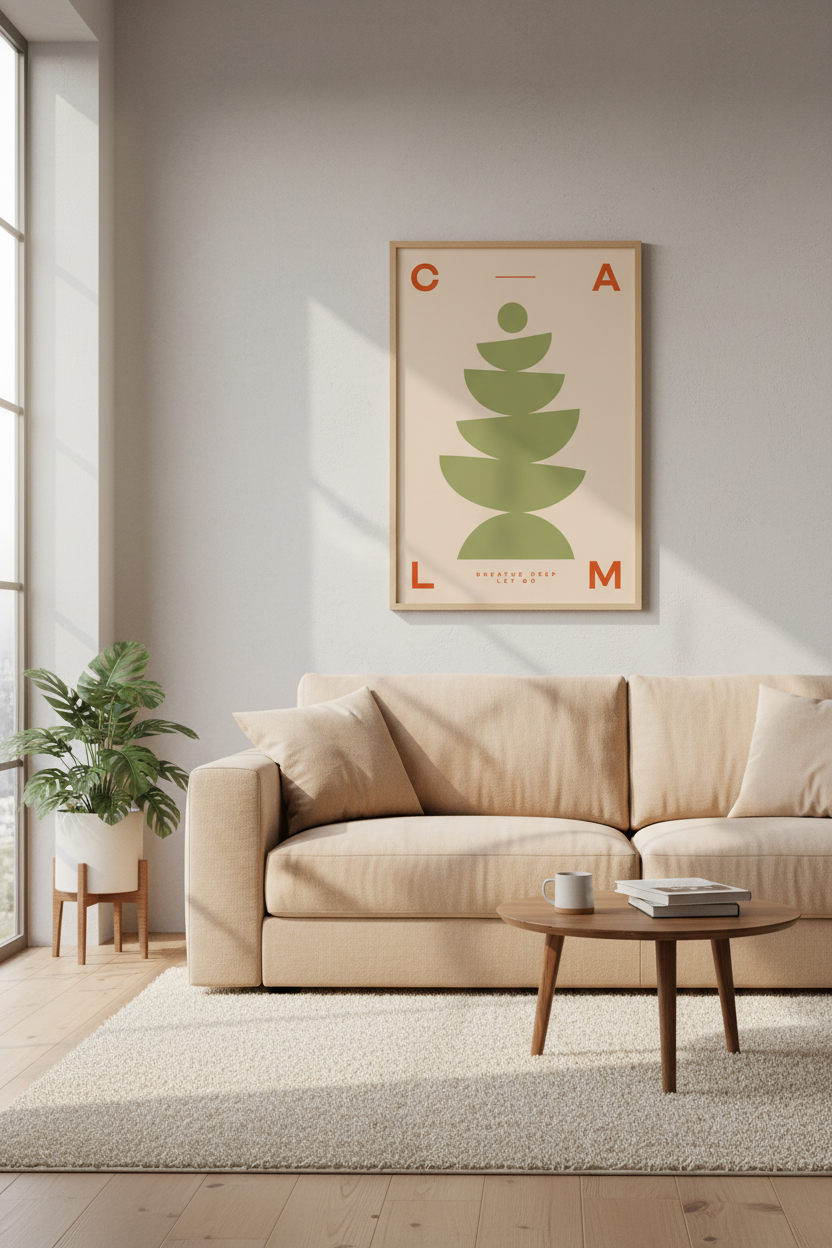 Modern Calm Wall Art | Minimalist Earth Tone Poster | Zen Meditation Decor