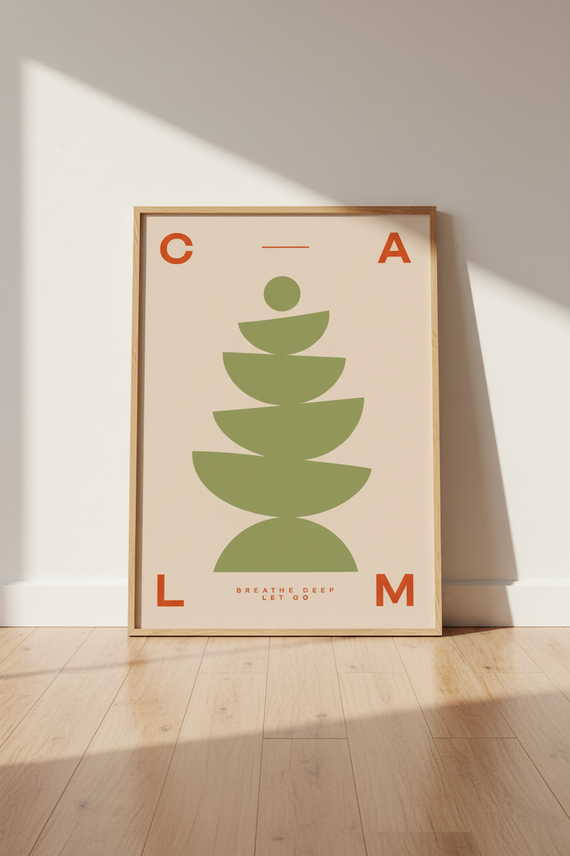 Modern Calm Wall Art | Minimalist Earth Tone Poster | Zen Meditation Decor