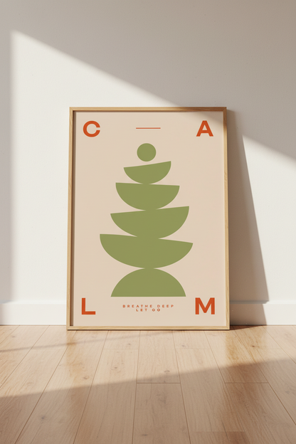 Modern Calm Wall Art | Minimalist Earth Tone Poster | Zen Meditation Decor