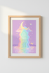 Pastel Celestial Wall Art Print | Rainbow Moon Poster, Zen Positive Quote Room Decor