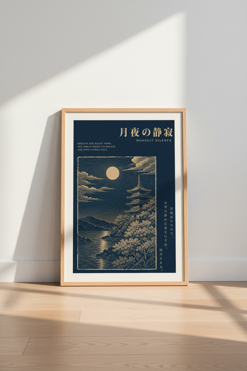 Moonlit Wall Art Print | Living Room Decor | Nighttime Poster