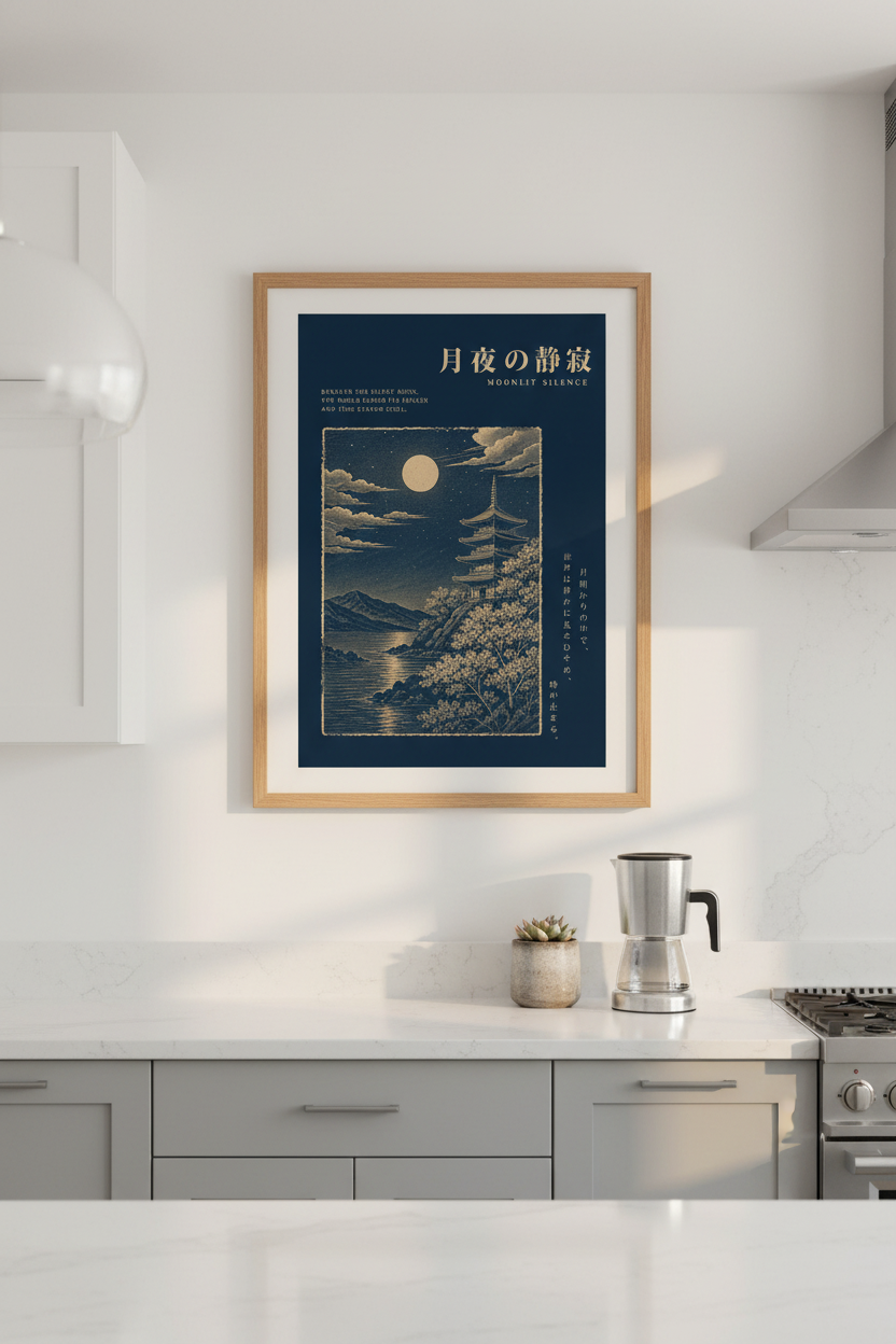 Moonlit Wall Art Print | Living Room Decor | Nighttime Poster