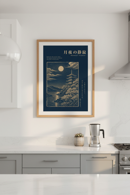 Moonlit Wall Art Print | Living Room Decor | Nighttime Poster