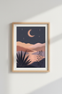 Boho Celestial Wall Art Print | Moon Landscape Poster | Minimalist Bedroom Decor