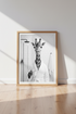 Giraffe in Bathrobe Wall Art | Funny Bathroom Decor | Black and White Poster