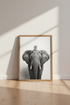 Elephant Toilet Paper Wall Art | Black and White Funny Bathroom Decor, Minimalist Poster