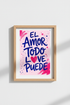 Spanish Love Quote Poster | Pink and Blue Modern Typography Wall Art, Bedroom Decor