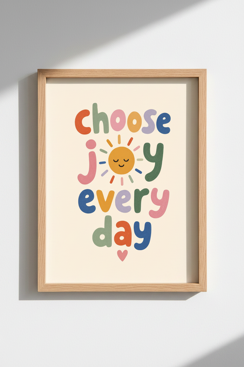 Colorful wall art | Playful typography, sunny hues | Living room decor
