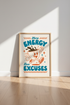 Retro Coffee Character Wall Art | More Energy Less Excuses Poster, Kitchen Decor